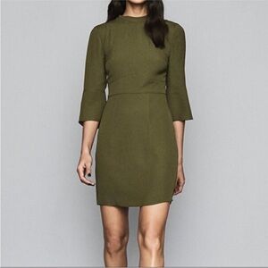 REISS Cora Three Quarter Sleeve Dress
Olive Green Crepe w/ Back Tie Size 8